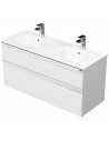 BRAVE Komplet badmiljø med dobbelt håndvask B121 cm Keramik og MDF - Hvid højglans