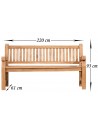 Havebænk i teaktræ B220 cm - Teak