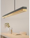 Langbordspendel i beton og egetræ 122 cm 25W LED - Mørk beton/Eg