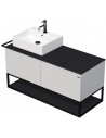 TARA Komplet badmiljø med 1 håndvask B128 cm Keramik, HPL og MDF - Sort/Hvid højglans