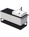 TARA Komplet badmiljø med 1 håndvask B128 cm Keramik, HPL og MDF - Sort/Hvid højglans