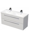 ELITE Komplet badmiljø med dobbelt håndvask B120 cm Keramik og MDF - Hvid højglans