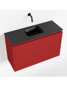 OLAN Komplet badmiljø centreret håndvask B80 cm MDF - Rød/Sort