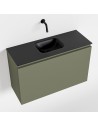 OLAN Komplet badmiljø centreret håndvask B80 cm MDF - Armygrøn/Sort