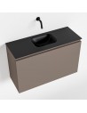 OLAN Komplet badmiljø centreret håndvask B80 cm MDF - Røg/Sort