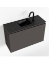 OLAN Komplet badmiljø centreret håndvask B80 cm MDF - Mørkegrå/Sort
