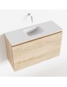 OLAN Komplet badmiljø centreret håndvask B80 cm MDF - Vasket eg/Talkum