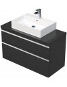BRAVE Komplet badmiljø med håndvask B100 cm Keramik og MDF - Antracit højglans