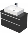 BRAVE Komplet badmiljø med håndvask B90 cm Keramik og MDF - Antracit højglans