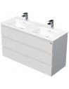 LETTY Komplet badmiljø med dobbelt håndvask B121 cm Keramik og MDF - Mat hvid