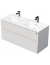 LETTY Komplet badmiljø med dobbelt håndvask B121 cm Keramik og MDF - Mat hvid