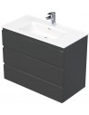 LETTY Komplet badmiljø med håndvask B91 cm Keramik og MDF - Antracit højglans