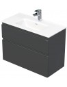LETTY Mini Komplet badmiljø med håndvask B81 cm Keramik og MDF - Antracit højglans
