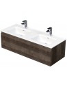 LETTY Komplet badmiljø med dobbelt håndvask B121 cm Keramik og MDF - Mørk eg