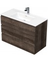 LETTY Komplet badmiljø med håndvask B101 cm Keramik og MDF - Mørk eg