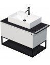 TARA Komplet badmiljø med 1 håndvask B98 cm Keramik, HPL og MDF - Sort/Mat hvid