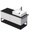 TARA Komplet badmiljø med 1 håndvask B128 cm Keramik, HPL og MDF - Sort/Mat hvid