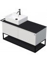 TARA Komplet badmiljø med 1 håndvask B128 cm Keramik, HPL og MDF - Sort/Mat hvid