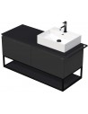 TARA Komplet badmiljø med 1 håndvask B128 cm Keramik, HPL og MDF - Sort/Antracit højglans