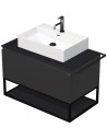 TARA Komplet badmiljø med 1 håndvask B98 cm Keramik, HPL og MDF - Sort/Antracit højglans