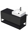 TARA Komplet badmiljø med 1 håndvask B128 cm Keramik, HPL og MDF - Sort/Mat antracit