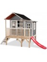 EXIT Loft 350 legehus i træ med rutsjebane - Grå