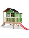 EXIT Loft 350 legehus i træ med rutsjebane - Grøn