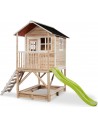 EXIT Loft 500 legehus i træ med rutsjebane og sandkasse - Natur