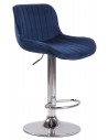 Barstol i metal og velour H86 - 108 cm - Krom/Blå