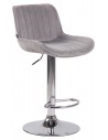 Barstol i metal og velour H86 - 108 cm - Krom/Lysegrå