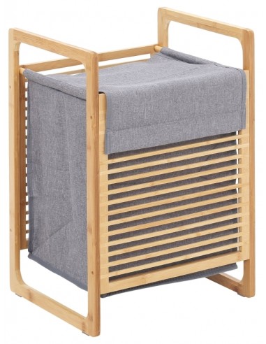 Vasketøjskurv i bambus og tekstil...