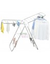 Tørrestativ i stål og kunststof 146 x 60,5 x 98 cm - Sølv/Hvid