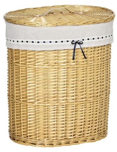 Vasketøjskurv i rattan og tekstil H57...