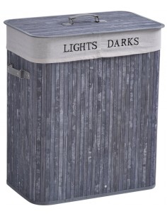 Vasketøjskurv i bambus og...