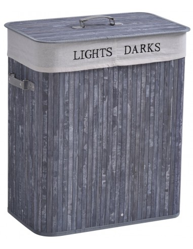 Vasketøjskurv i bambus og tekstil H63...