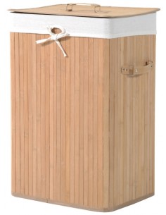 Vasketøjskurv i bambus og...