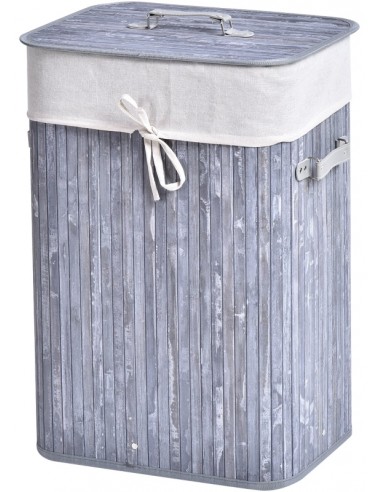 Vasketøjskurv i bambus og tekstil H60...