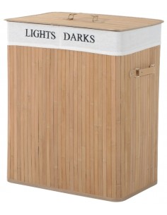 Vasketøjskurv i bambus og...