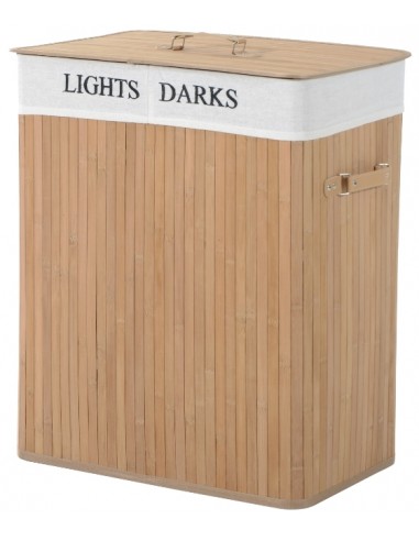 Vasketøjskurv i bambus og tekstil H63...