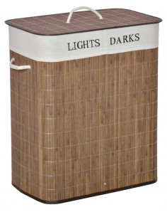 Vasketøjskurv i bambus og...