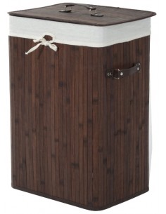 Vasketøjskurv i bambus og...