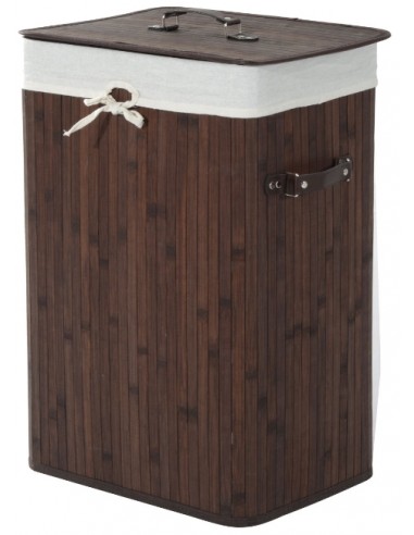 Vasketøjskurv i bambus og tekstil H60...