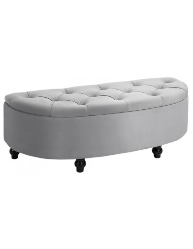 Bænk med opbevaring i velour og træ...