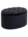 Oval bænk/puf med opbevaring i velour 71 x 52 cm - Sort