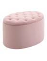 Oval bænk/puf med opbevaring i velour 71 x 52 cm - Rosa