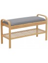Bænk med opbevaring i polyester og bambus B90 cm - Natur/Grå