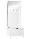 Garderobe med bænk og opbevaring i møbelplade og MDF H181 cm - Hvid