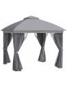 Havepavillon i aluminium og polyester 2,95 x 2,95 m - Grå