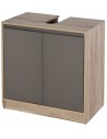 Underskab til håndvask i møbelplade B60 cm - Mørkegrå/Eg