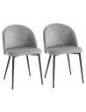 2 x Spisebordsstole i metal og velour H77 cm - Sort/Grå